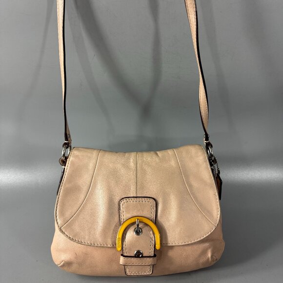 COACH Soho Shell Pearlescent Leather Flap Small Crossbody Purse Bag - Picture 1 of 16